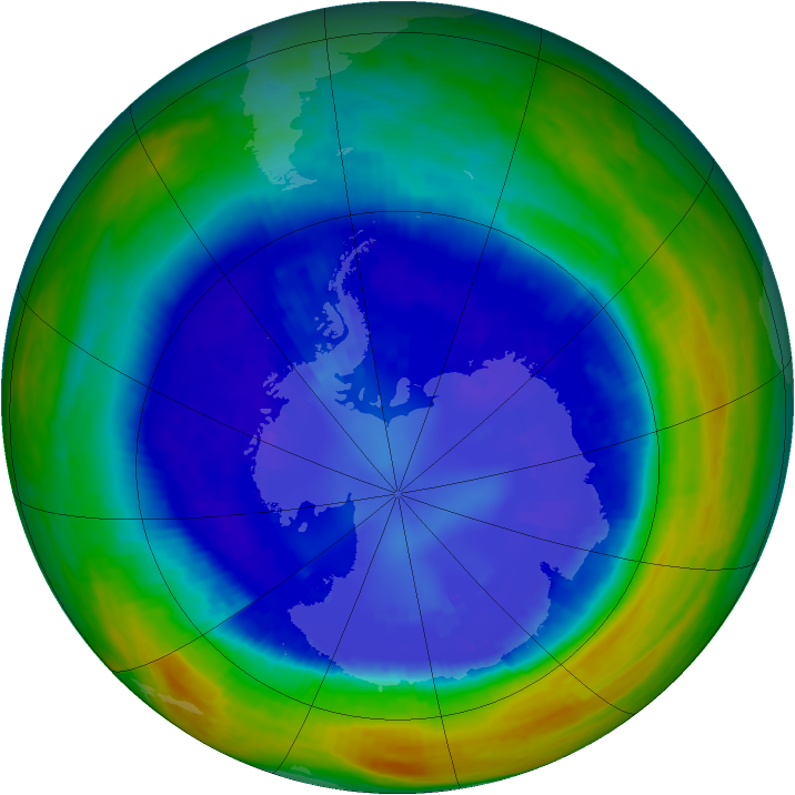 Antarctic ozone map for 04 September 2003